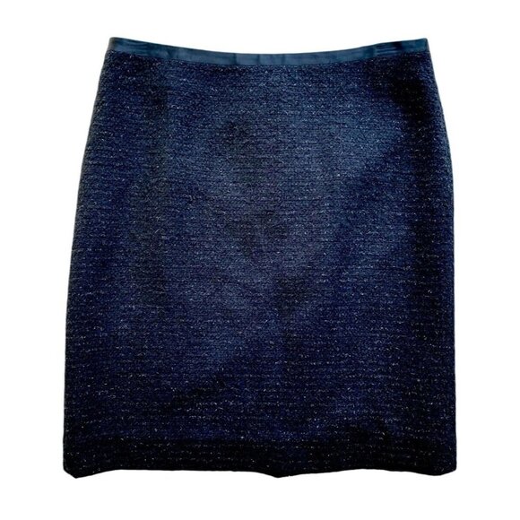 Talbots Womens Wool Blend Black Shimmer Party Cocktail Mini Skirt Lined Size 2 - Picture 1 of 4